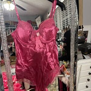 Victoria’s Decret Very Sexy Pink Satin Women's Lingerie Bodysuit